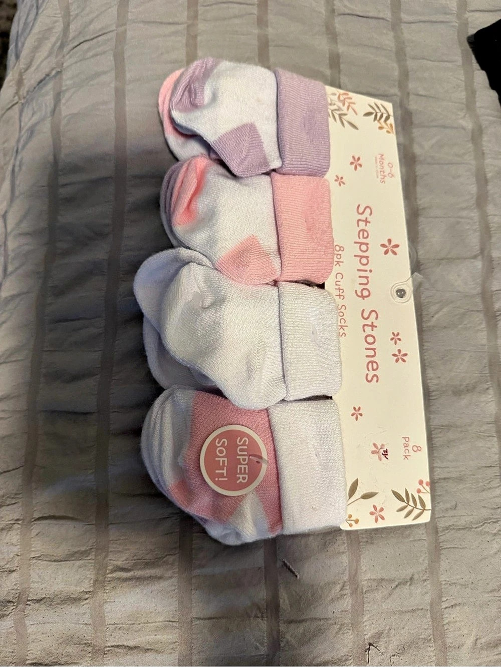 Gerber Stepping Stones Baby Socks Pink & Purple NWT
